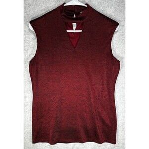Carmen Marc Valvo Women’s Sz Petite M Burgundy Tank Top Sleeveless Keyhole Front